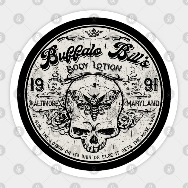 Buffalo Bill's Body Lotion Seal Sticker by Alema Art